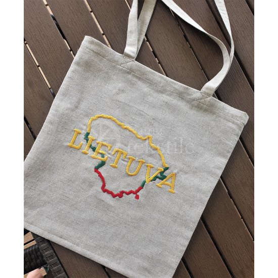 Embroidered semi-linen shopping bag "Lithuania"
